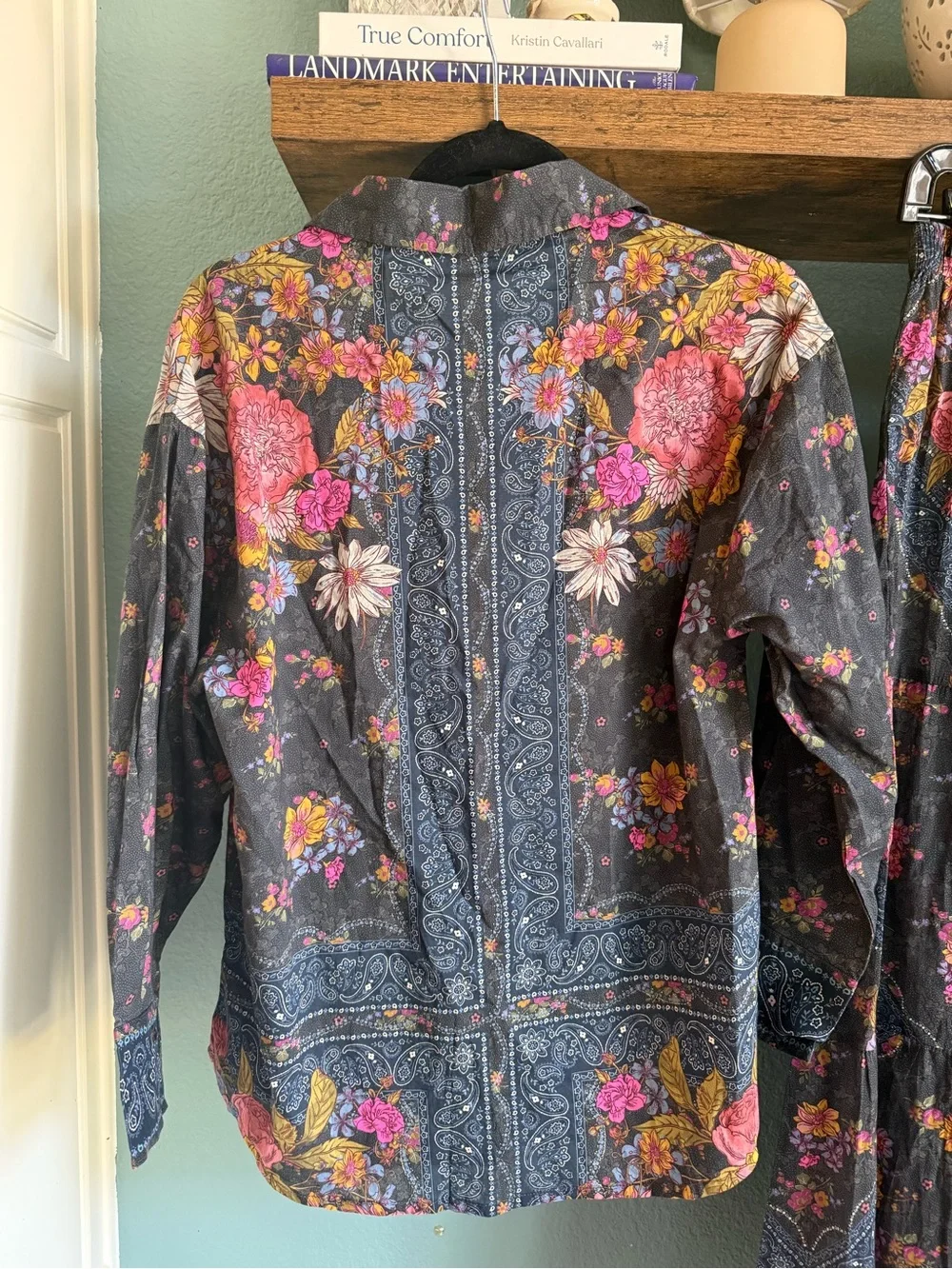 NWT Natural Life Barcelona Button Down & Patti Palazzo Pants Floral Cotton Set - Picture 4 of 11